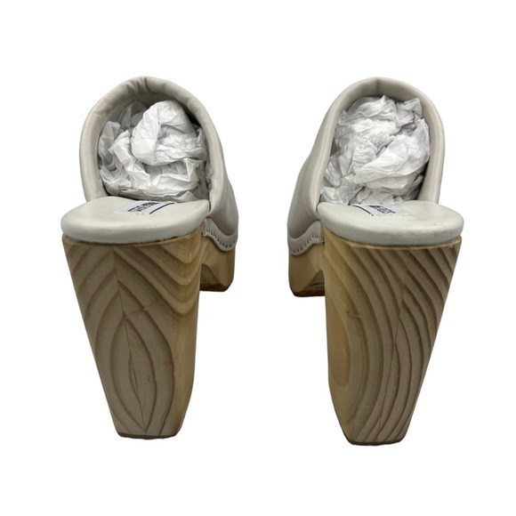 NWOT STEVE MADDEN Alvara Leather Block Heeled Mule Sandals Bone 9.5” - Picture 10 of 13